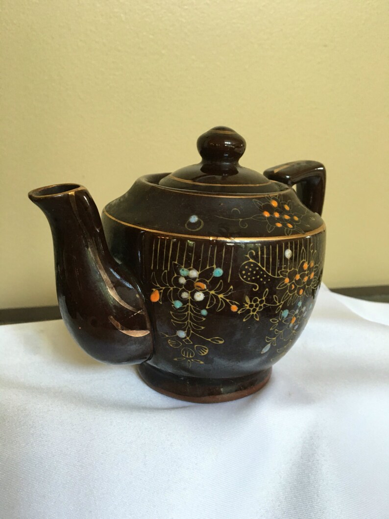 Vintage dark brown teapot made in Japan teapot 2 cup teapot Etsy