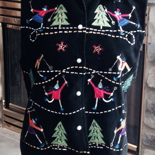 Winter vest. Ugly Christmas Sweater. Ski Sweater Vest. Vintage Xmas.