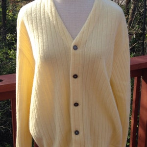 Vintage yellow golf sweater. Izod cardigan. Casual men's or unisex sweater. Size medium sweater.