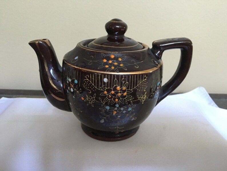 Vintage dark brown teapot made in Japan teapot 2 cup teapot Etsy