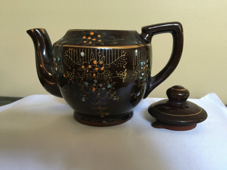 Vintage dark brown teapot made in Japan teapot 2 cup teapot Etsy