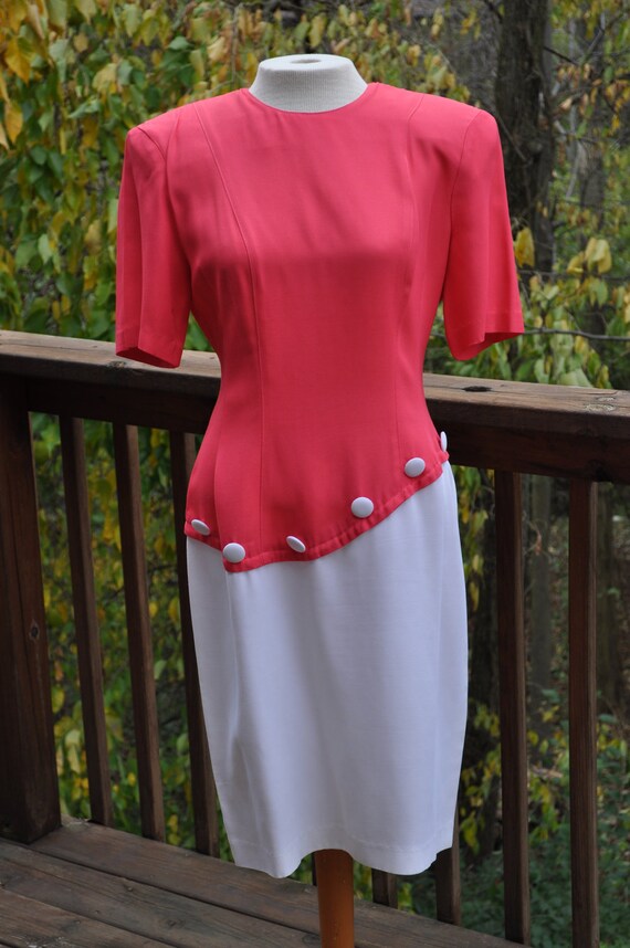 1980s Pink and White Dress. Easter Dress. 1940s st