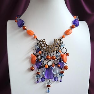Necklace Pendant Czech Glass Vintage Beads Art Deco Style Women&#39;s Jewelry Handmade Necklace Gift for Women