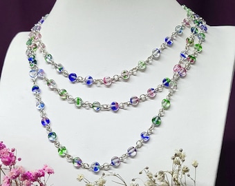 Collier Ancien En Verre Vert Et Bronze - Style Rétro Ras De Cou 2 Rangs - Unique - Marque JL BLIN