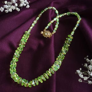 Uranium Glass Necklace: Art Deco Czech Beads, Handmade Women&#39;s Jewelry