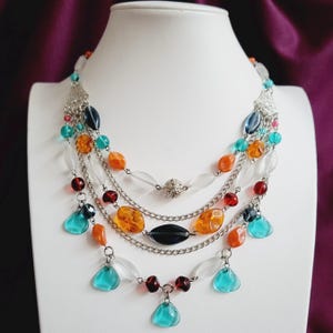 Necklace Czech Glass Vintage Beads Necklace for Women Art Deco Style Statement Jewelry Elegant Gift for Her Beaded Necklace Vintage Style