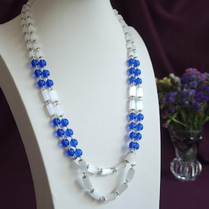 Satin Atlas Glass Czech Necklace Satin Glass Necklace 2 Strands Vintage Style Necklace Czechoslovakia Vintage Glass Beads