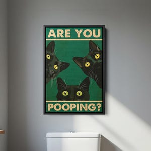 Funny Bathroom Wall Art, Bathroom &quot;Are You Pooping?&quot; Print, Pooping Poster, Funny Cat Bathroom Sign, Animal Bathroom Decor, Toilet Humor Art