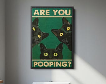 Funny Cat Bathroom Art: "Are You Pooping?" Print