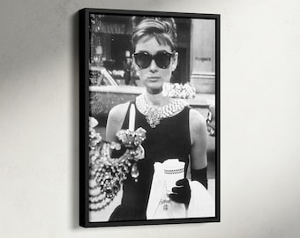 Audrey Hepburn Poster, Black White Wall Art, Old Hollywood, Fashion Print