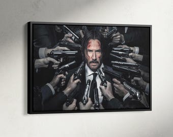 John Wick Print, John Wick: Chapter 4 Canvas, Movie Posters, Hollywood Movie Poster, Action Movie Wall Decor