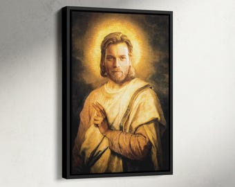 Impression d'Ewan McGregor, affiche de Jésus de l'espace inspiré par Hofmann, Obi Wan Kenobi, décoration murale Jésus, Hofmann Meme Art