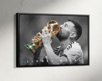 LIONEL MESSI Canvas, World Cup 2022 Poster, Argentina Football Legend, Soccer Player Poster, Sport Decor