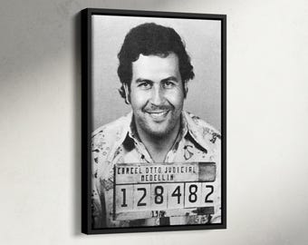 Pablo Escobar Mugshot Print, Pablo Escobar Poster, Black and White Photo Print, Colombian Leader, Narcos Movie Poster, Man Cave