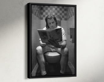 Impresión de John Travolta sobre la escena del baño, póster de la película Pulp Fiction, decoración divertida para el baño, arte divertido para el baño