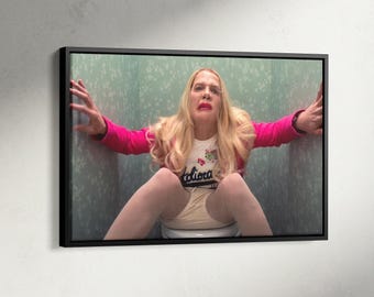 Impression de scène de toilettes drôle, affiche de film Poussins blancs, oeuvre d'art murale drôle de salle de bain, impressions meme, humour toilettes