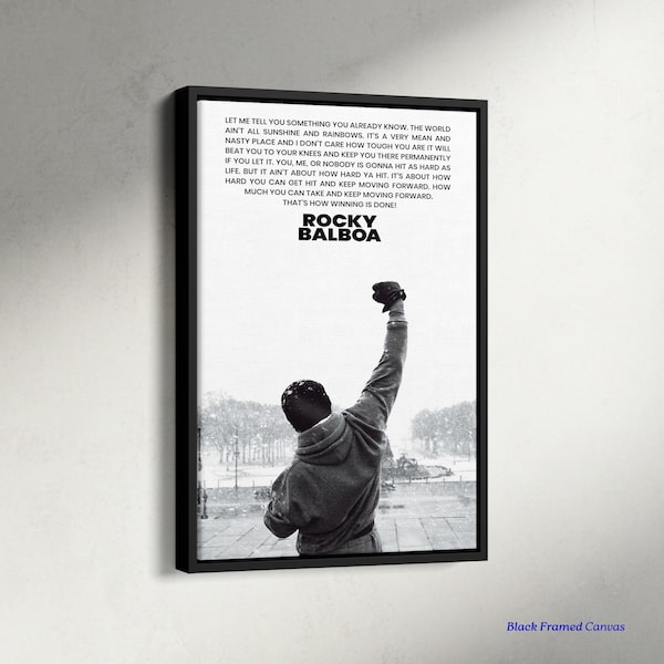 Rocky Balboa Movie Quote Print, Sylvester Stallone Canvas, Inspirational Quotes, Boxing Decor