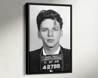 Frank Sinatra Mugshot Poster, Famous Mugshot Print, Black and White, Celebrity Mugshot, Photography Prints