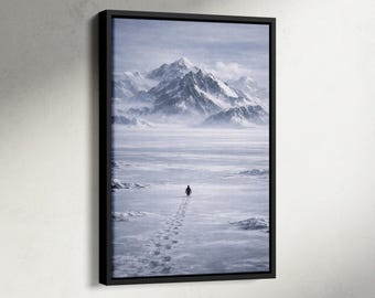 Lone Penguin Journey Print, Nihilist Penguin Wall Art, Motivational Poster, Scene by Werner Herzog