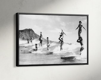 Surfers Print, Surfing Poster, Retro Surfboard Canvas, Coastal Art, Summer Wall Art, Beach House Decor