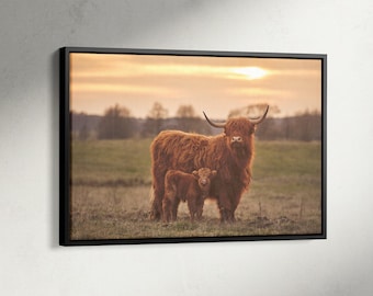 Highland Cow Poster, Scottish Highland Cow Print, Rustic Farmhouse Poster, Farmhouse Wall Art