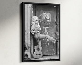 Poster Dolly Parton avec guitare, impression Dolly Parton, art mural musique rétro, affiche musique, décoration de chambre ado