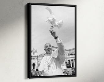 Impression du pape François RIP, affiche du pape François et de la colombe de la paix, art mural catholique, leader des chrétiens