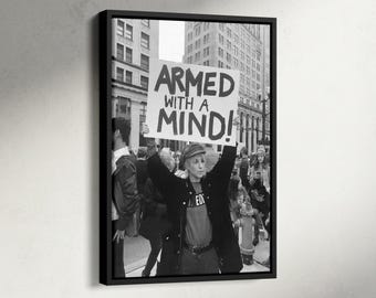 Póster "Armada con una Mente", impresión fotográfica feminista, arte mural de protesta femenina, blanco y negro, póster feminista, mujeres empoderadas, decoración de habitación de niña