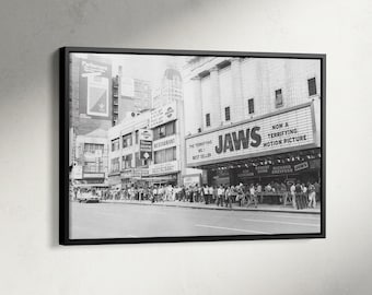Jaws Opening Day in New York Print, American Horror Movie, Classic Movie Posters, Retro Movie Poster