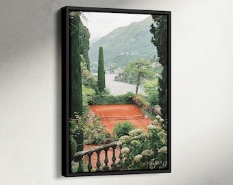 Tennis Court Poster, Old Money Print, Lake Como Italy Canvas, Old Money Aesthetic, Tennis Lovers Gifts