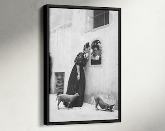 Art mural Frida Kahlo, impression de Frida Kahlo avec animaux de compagnie, poster chien Xolo, poster féministe, tirages photographiques