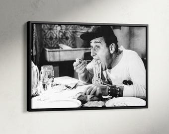 Alberto Sordi Eating Spaghetti Canvas, Alberto Sordi Eating Macaron Poster, An American in Rome Print