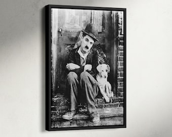 Póster de la película "Una vida de perros", impresión fotográfica de Charlie Chaplin, lienzo de Charlie Chaplin y su perro, arte mural de "Una vida de perros"