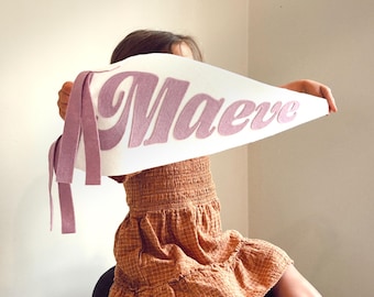 Maeve Personalized Pennant - Vintage Inspired Custom Wool Felt Flags and Banners