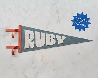 Custom Name Wool Felt Pennant Flag - Vintage Style