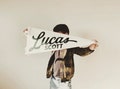 LUCAS PENNANT - Custom Name Wool Felt Pennant Flag - Vintage Style Personalized Felt Pennants and Banners