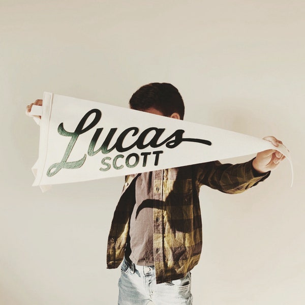 Custom Name Wool Felt Pennant: Vintage Style Personalized Banner