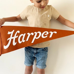 HARPER PENNANT - Custom Name Wool Felt Pennant Flag - Vintage Style Personalized Felt Pennants and Banners