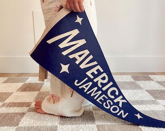 Maverick Personalized Pennant - Vintage Inspired Custom Wool Felt Flags and Banners
