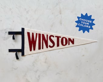 Custom Name Wool Felt Pennant: Vintage Style Personalized Banner