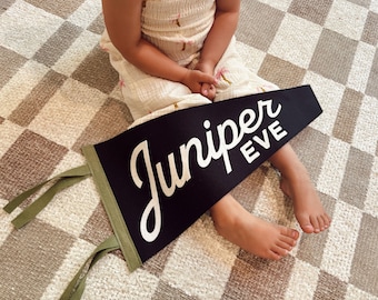 Juniper Personalized Pennant - Vintage Inspired Custom Wool Felt Flags and Banners