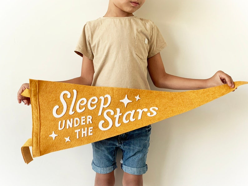 Sleep Under The Stars Pennant Vintage Style Wool Felt Pennants and Banners image 1