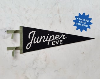 Custom Name Wool Felt Pennant: Vintage Style Personalized Banner