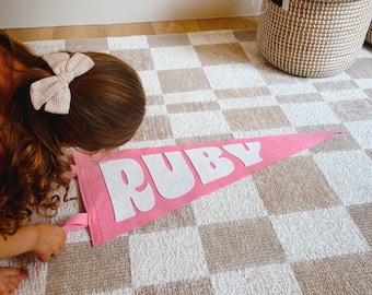 Ruby Personalized Pennant - Vintage Inspired Custom Wool Felt Flags and Banners