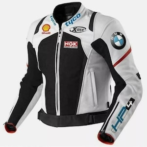 Chaqueta de cuero BMW Motorrad Racing: Chaqueta de motociclista de piel de vaca