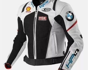 Chaqueta de cuero BMW Motorrad Racing: Chaqueta de motociclista de piel de vaca