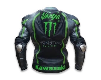 Chaqueta de cuero para motociclista Kawasaki Ninja Biker