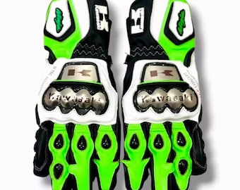 Gants de course de moto en cuir Kawasaki Ninja : protection du pilote de moto sportive