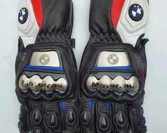 BMW Motorbike Racing Leather Gloves: Unisex Cowhide Biker Gloves
