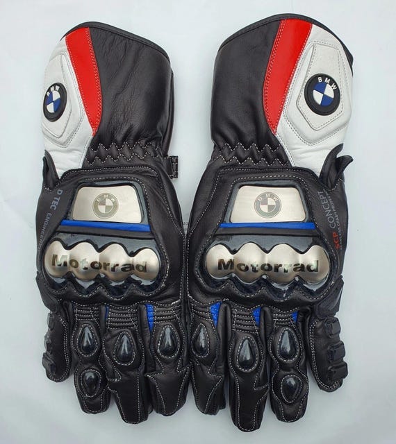 BMW Motorbike Racing Leather Gloves: Unisex Cowhide Biker Gloves